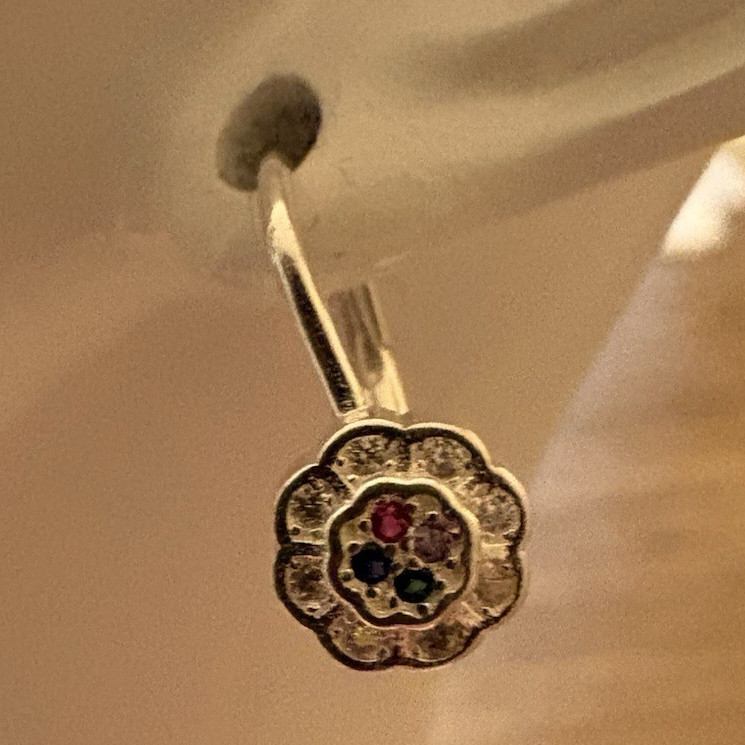 Sterling Silver .925 Multi-Color Stone Flower Leverback Earrings