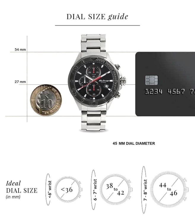 Titan Octane Chronograph NR90087KM02 Black Dial Silver Steel Mens Watch New