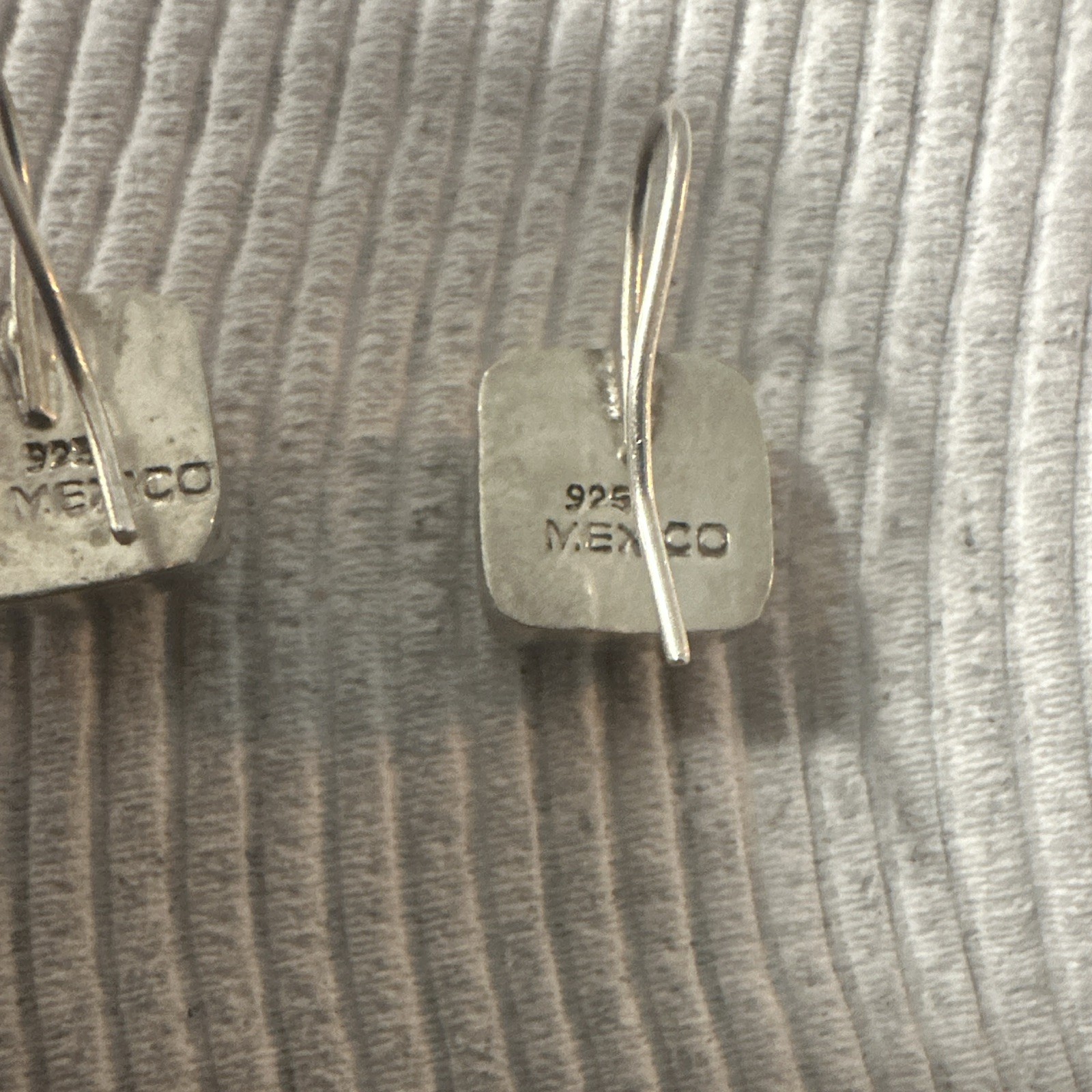 old 925 Sterling Silver Square Dangle/Drop Hook Earrings, Mexico