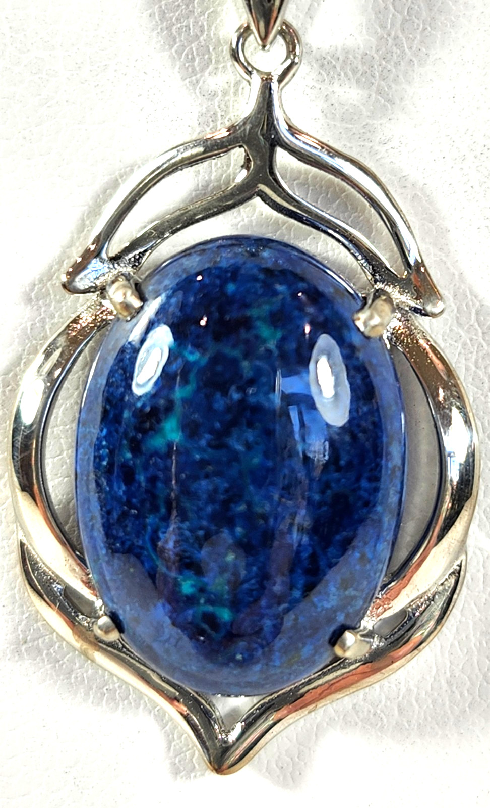 Extremely Rare Dark Blue Shattuckite 13x18mm Oval Sterling Silver Pendant 8010C