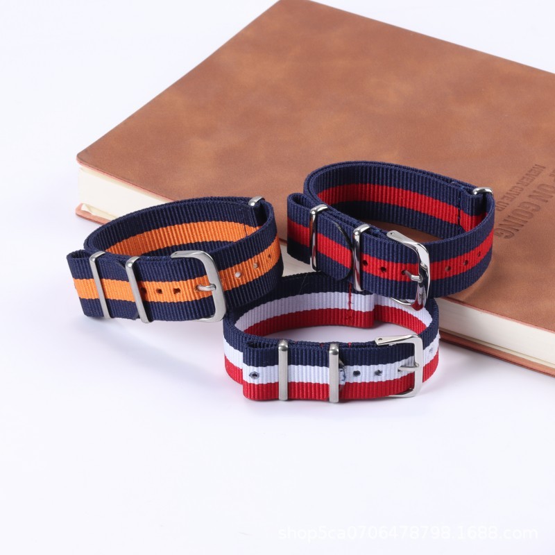 One-piece Canvas Nylon Watch Strap Single-pass Woven Wristband 14 16 18 20 22mm