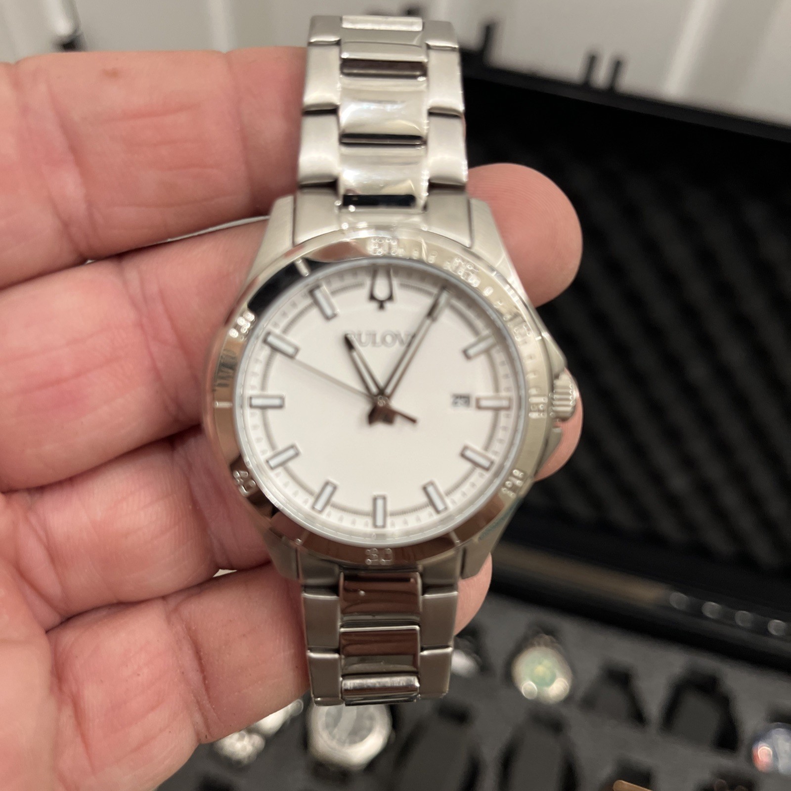 BULOVA MEN’S 40MM STAINLESS STEEL WATCH WHITE