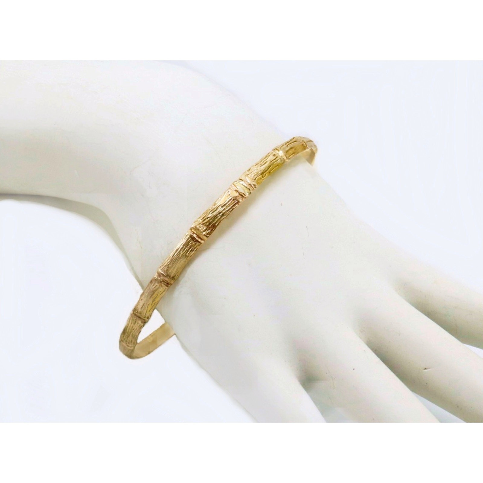 Unisex Kids Bamboo texture Bangles 7″ Crafted Top Gold Filled 1/20 14 karat