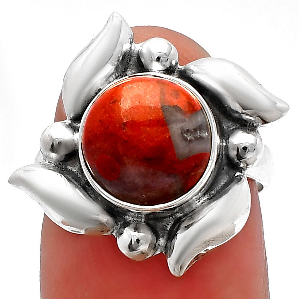 Natural Snake Skin Jasper 925 Sterling Silver Ring s.6 Jewelry R-1125