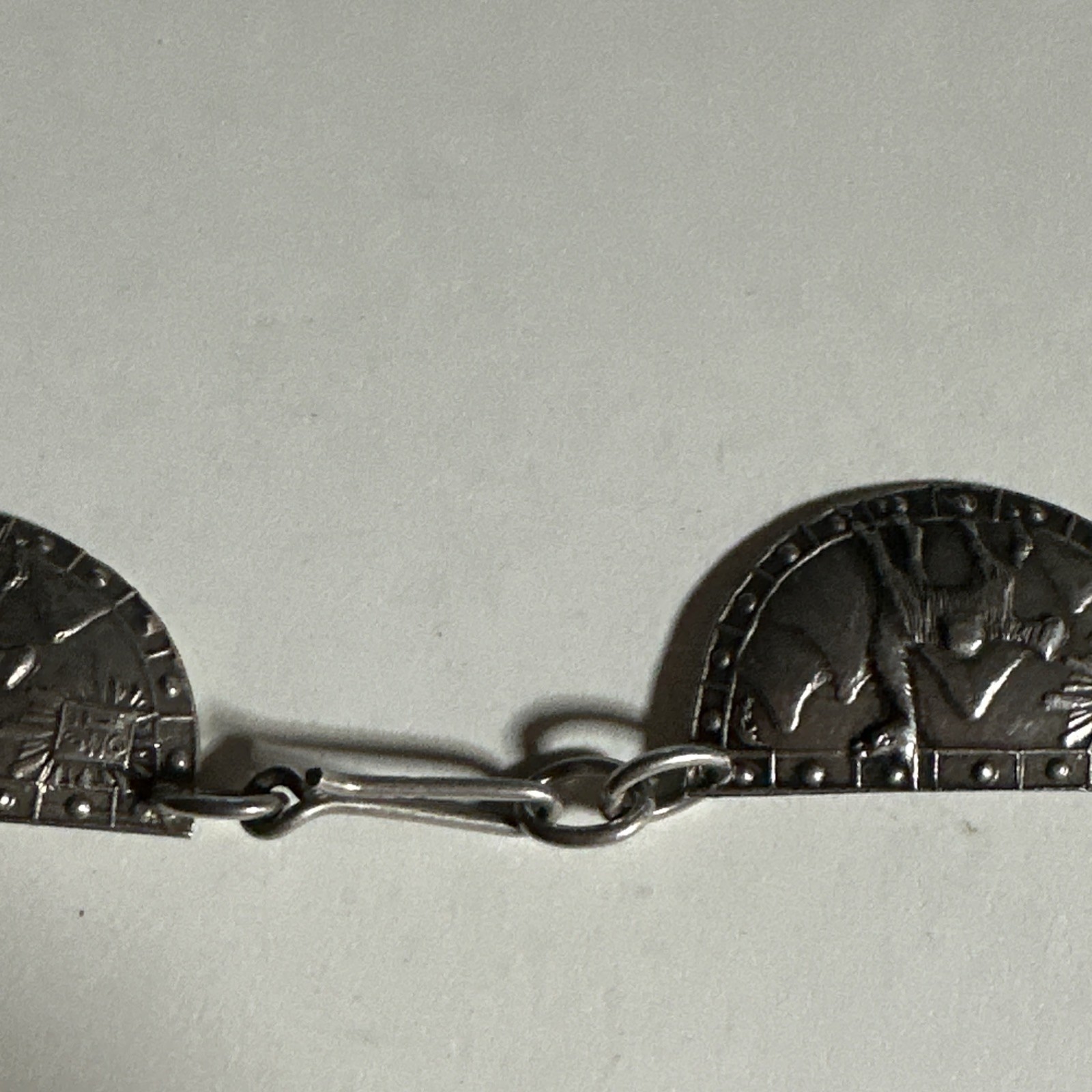 Vintage MRT Peru 925 Sterling Silver Llama Inca Warrior Link Necklace 18”
