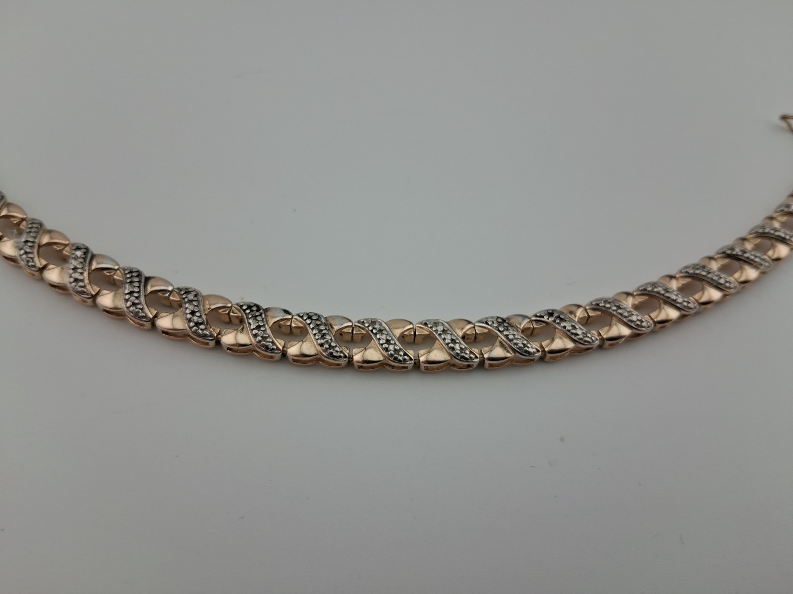 Ross Simons Sterling Silver Vermeil X Link Bracelet 5.4mm Wide 11.2g 7.5″