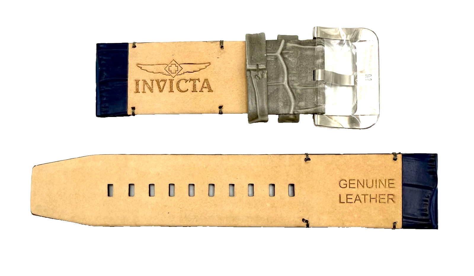 Authentic Invicta Russian Diver 26422 Blue/Grey Leather 26mm Watch Band