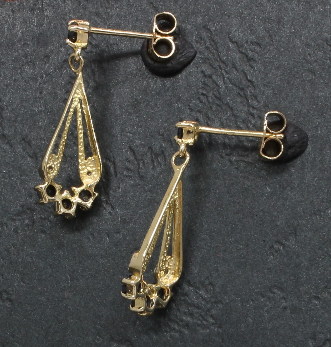 9 Carat Yellow Gold Sapphire & Cubic Zirconia Drop Earrings (80.26.632)