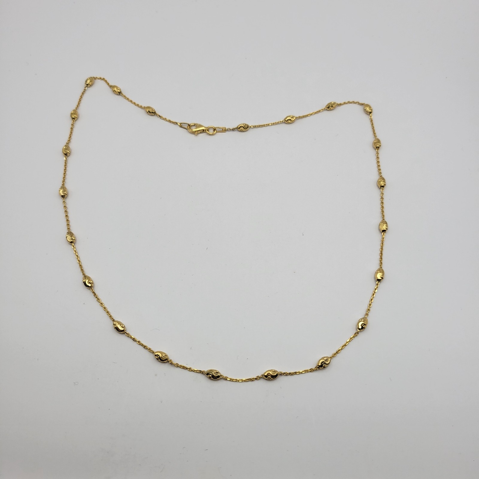 ShopLC Italian 14K Gold Over Sterling Silver Moon Cut Oval Bead Station Necklace
