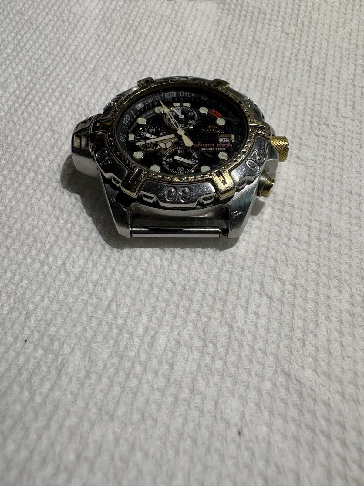Rare Vintage 1998 Citizen Solar-Tech Aqualand Mens Divers 200M Watch
