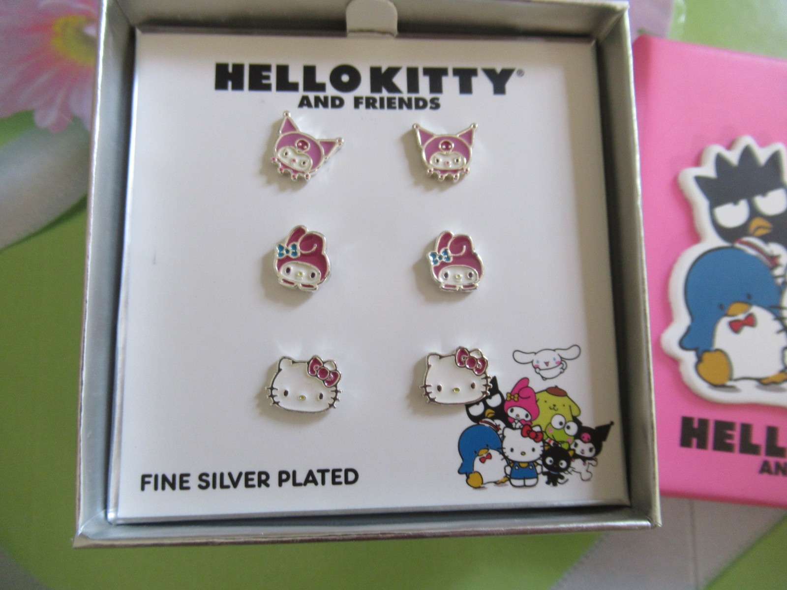 SANRIO HELLO KITTY Hello Kitty & Friends KUROMI Melody Set 3 Pairs pierced NIB