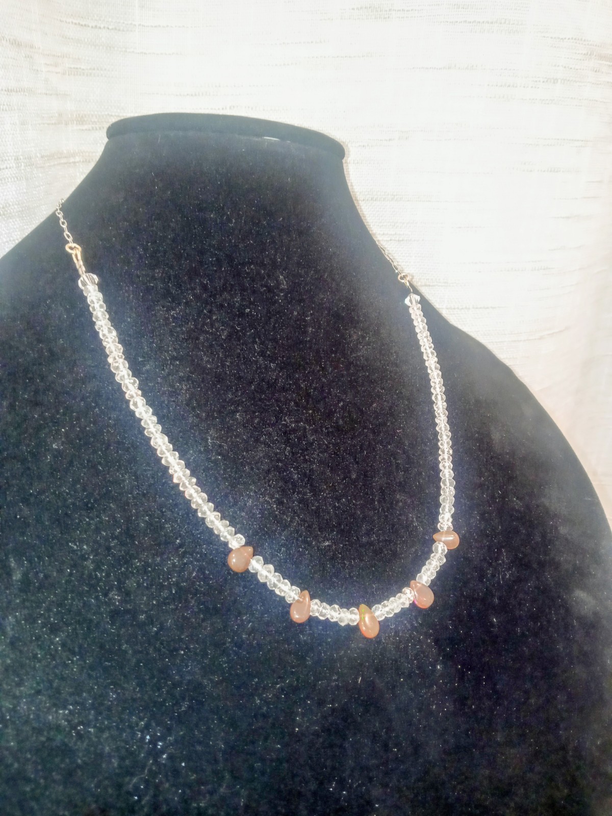 Roundelle Faceted Aquamarine & Ethopian Opal Necklace ~ New ~ Handmade
