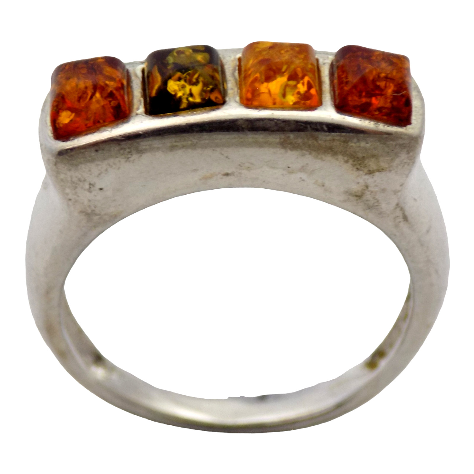 SIGNED STERLING 12.3MM MULTICOLOR BALTIC AMBER SIZE:9 RING 5.1GR #3115