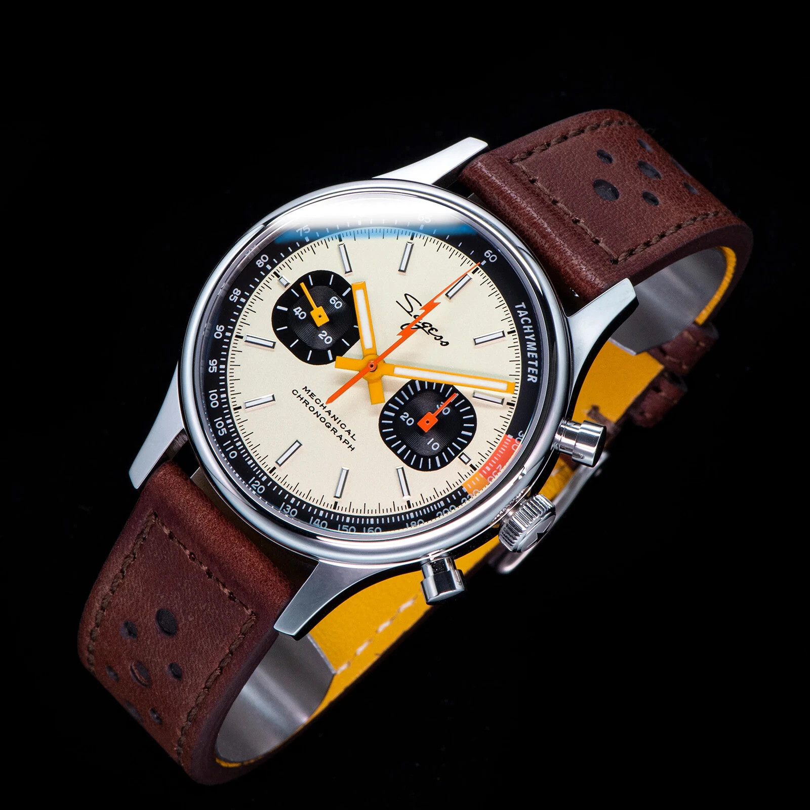 New Seiko SEAGULL 1963 Sugess SWAN NECK Exhibition Chrono Mens Watch Luminous