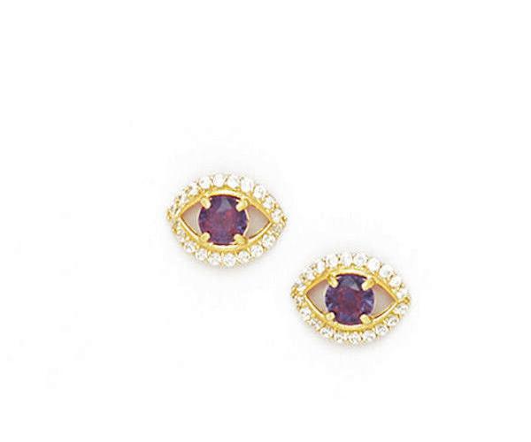 14k Yellow/White CZ Stud Earrings Screwback