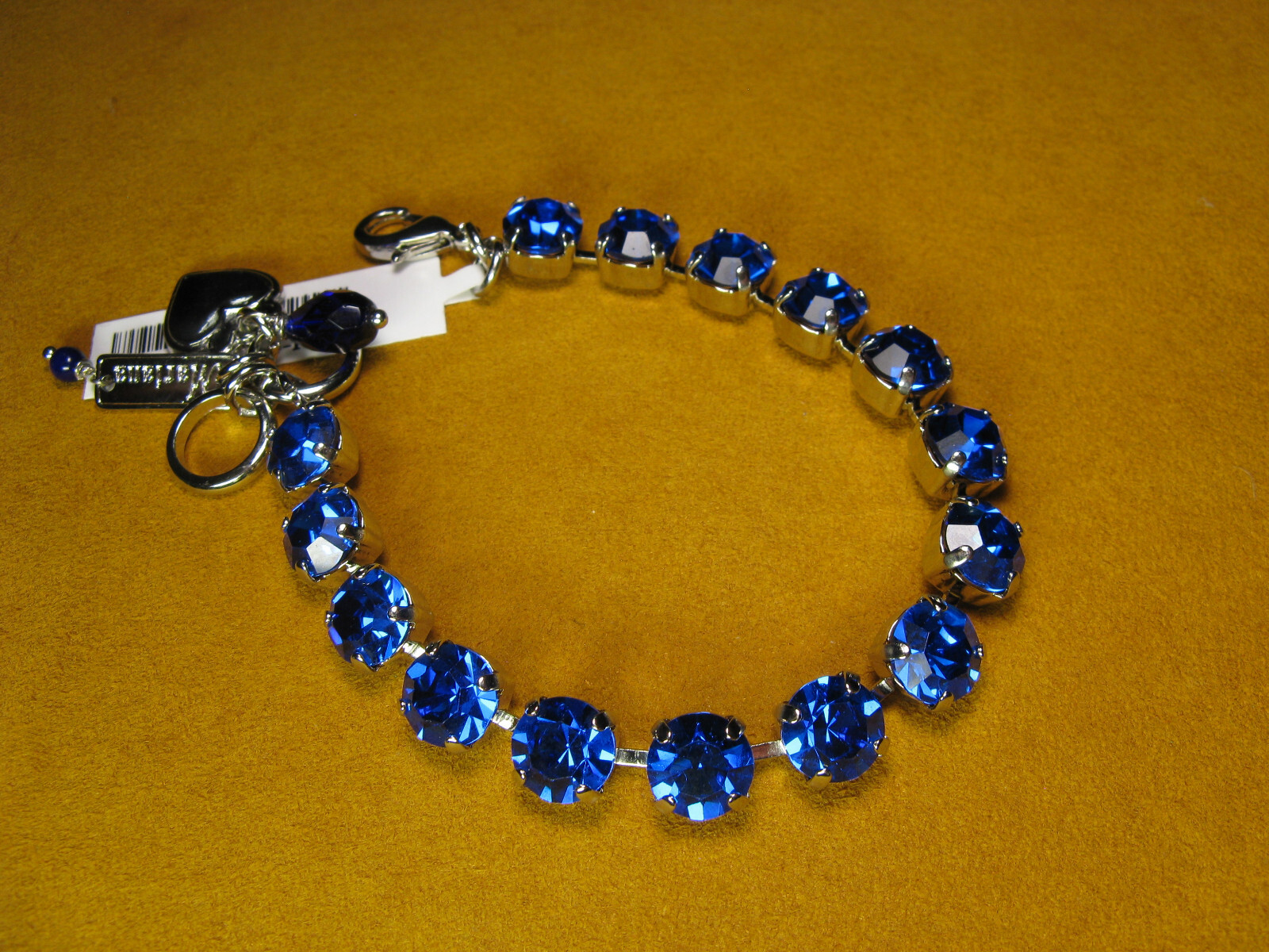 MARIANA BRACELET SWAROVSKI CRYSTALS VIVID BLUE TENNIS Rhod Pl Gift Designer