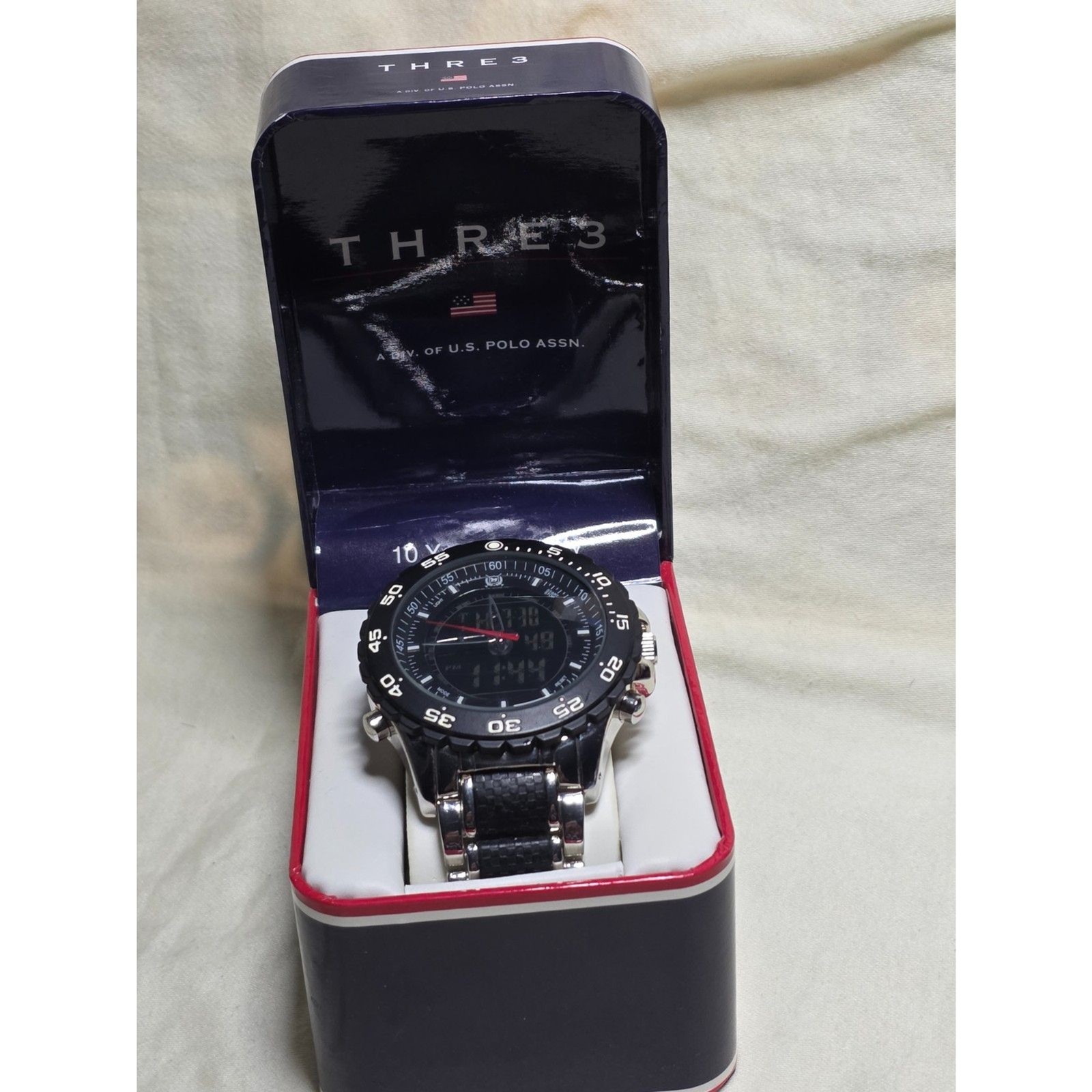 THRE3 US Polo Assn Men’s Ana-Digi Dual Display Sport Watch w/ Box & Manual NIB