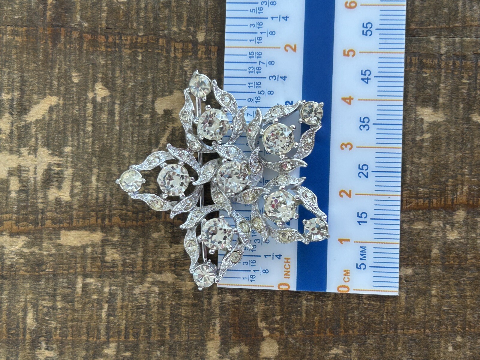 SPARKLING 1940s Vintage Signed Henry Bogoff Chicago White Rhinestone Star Brooch