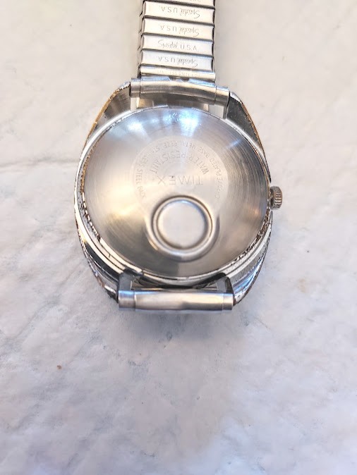 Vintage Timex Electric Dynabeat Mens Watch All Silver Tone With Day-Date SS Band