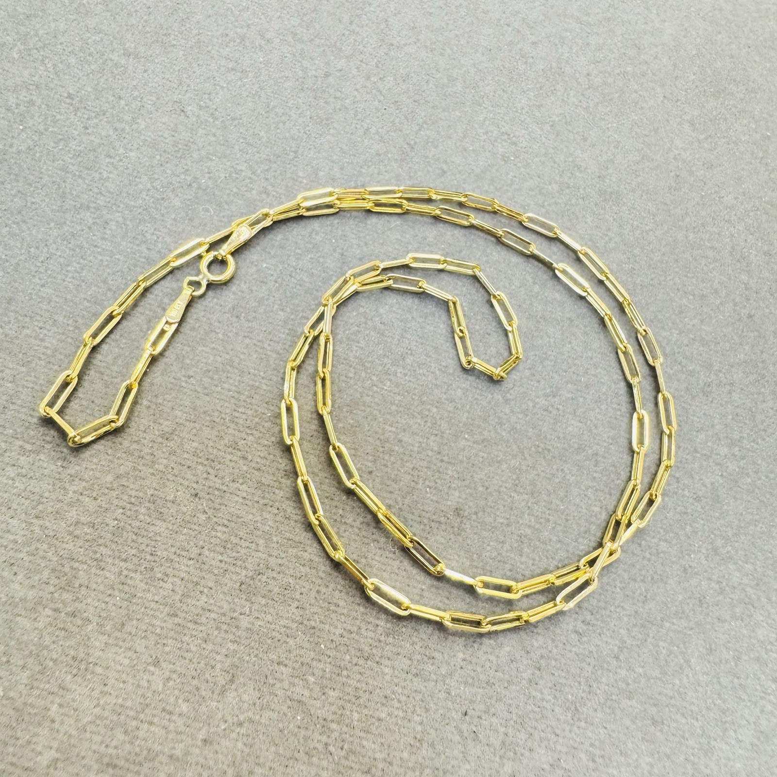 20” 2.2mm Solid 10K Yellow Gold Paper Clip Link Chain Necklace