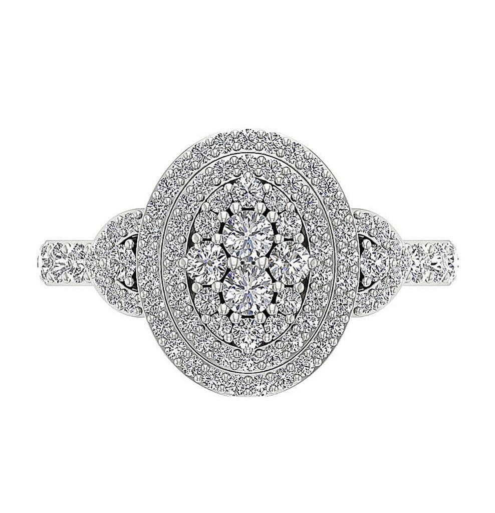 Right Hand Round Ring Natural Diamond SI1 G 1.50 Ct 14K White Gold 14.80 MM