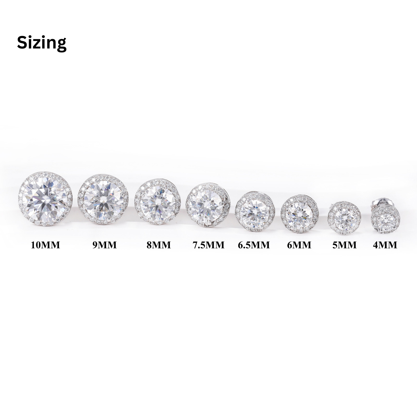 VVS1 Moissanite Halo Stud Earrings 925 Sterling Silver GRA Certified 4mm-10mm