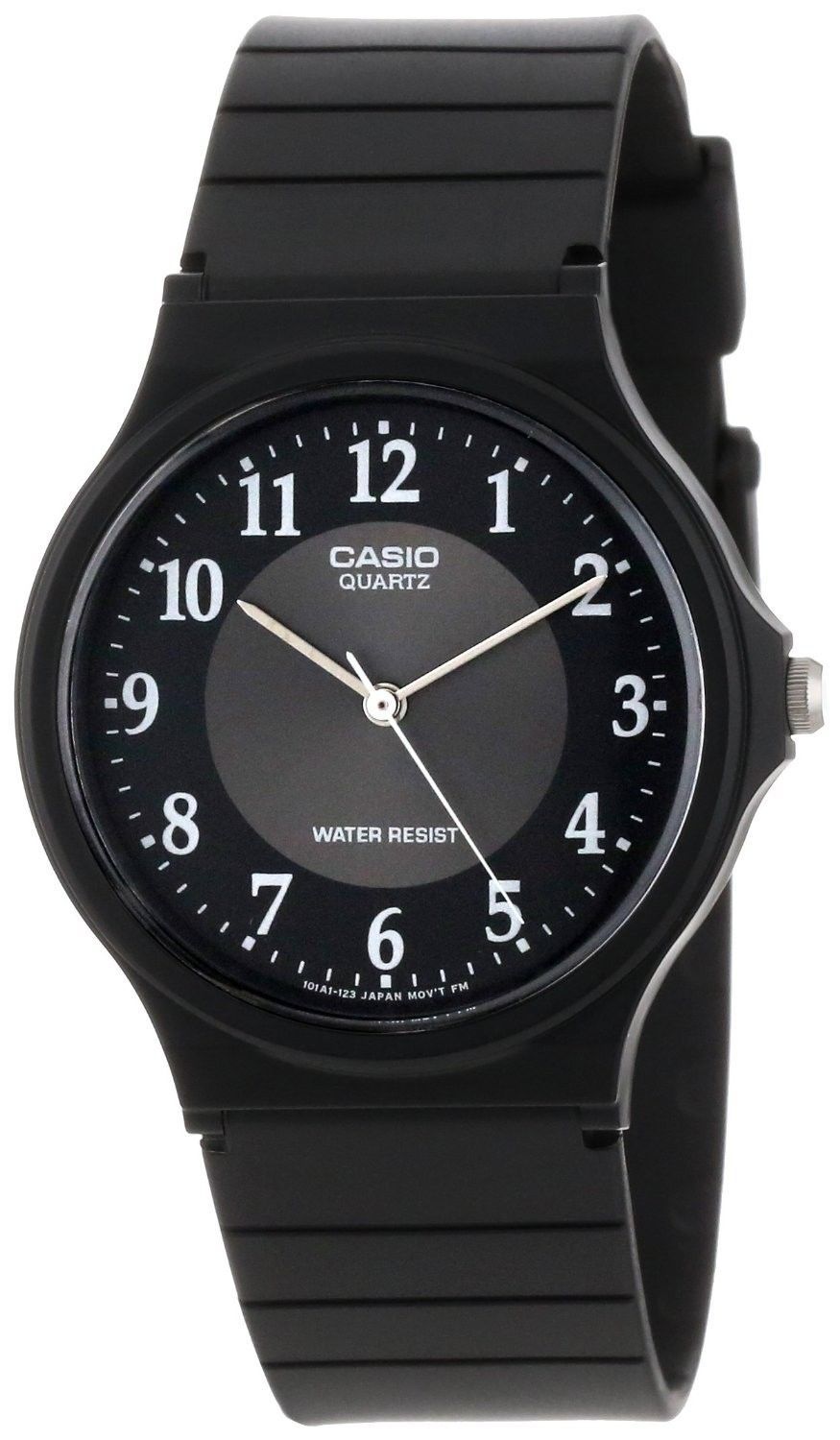 Casio MQ24-1B3, Classic Analog Watch, Black Resin, Black Dial, Water Resistant