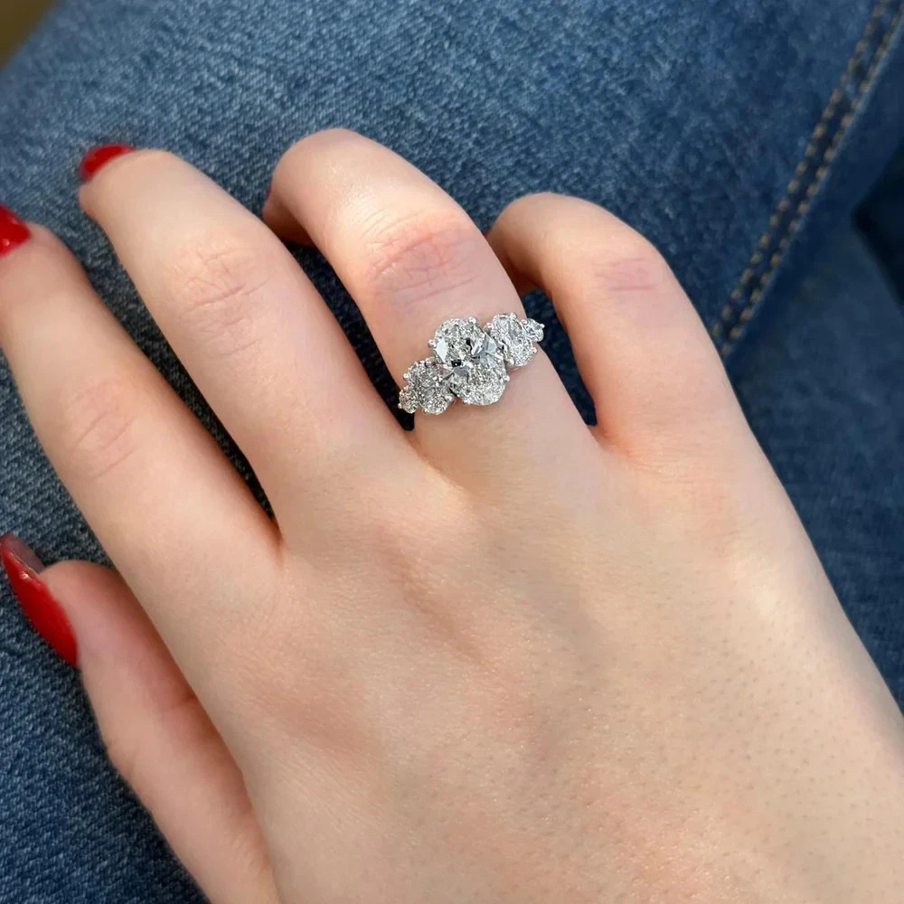 4.90 CT Oval Cut Lab Grown Engagement Diamond Ring Gift Solid 14K White gold