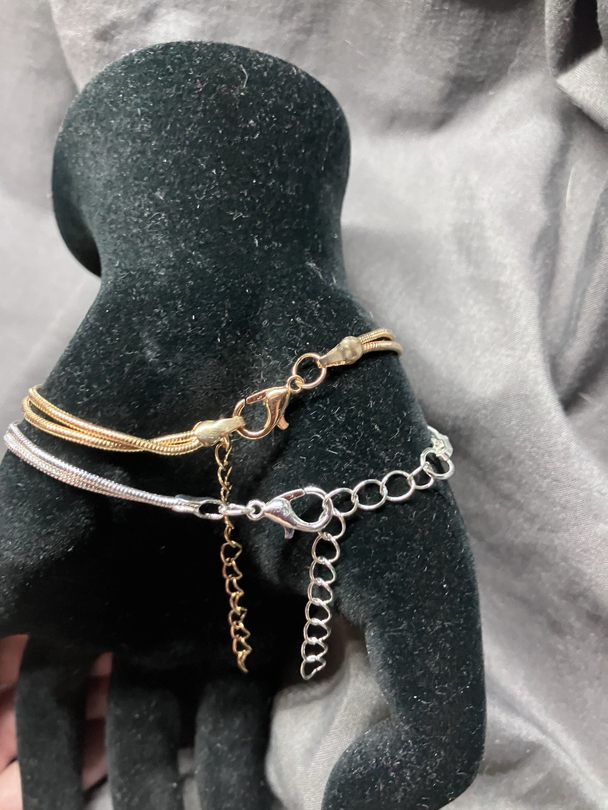 Womens 2Pcs Love Knot Bracelet Set Gold/Silvertone Stainless Steel Snake chain