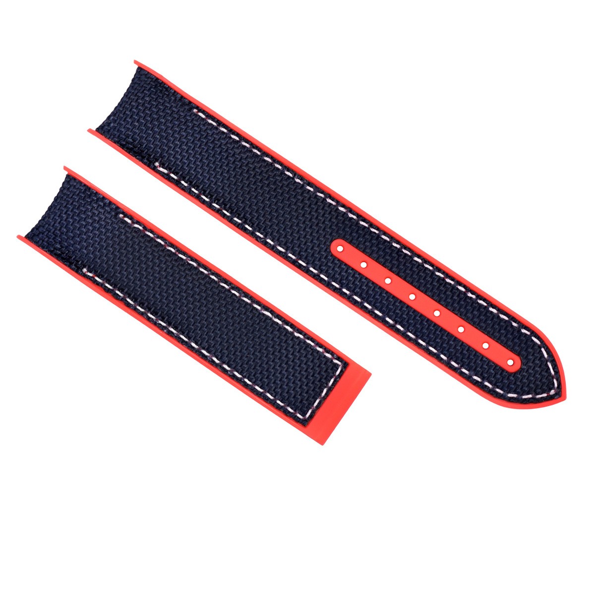 20mm Blue Red Nylon Rubber Replacement Strap White Stitching For Omega Seamaster