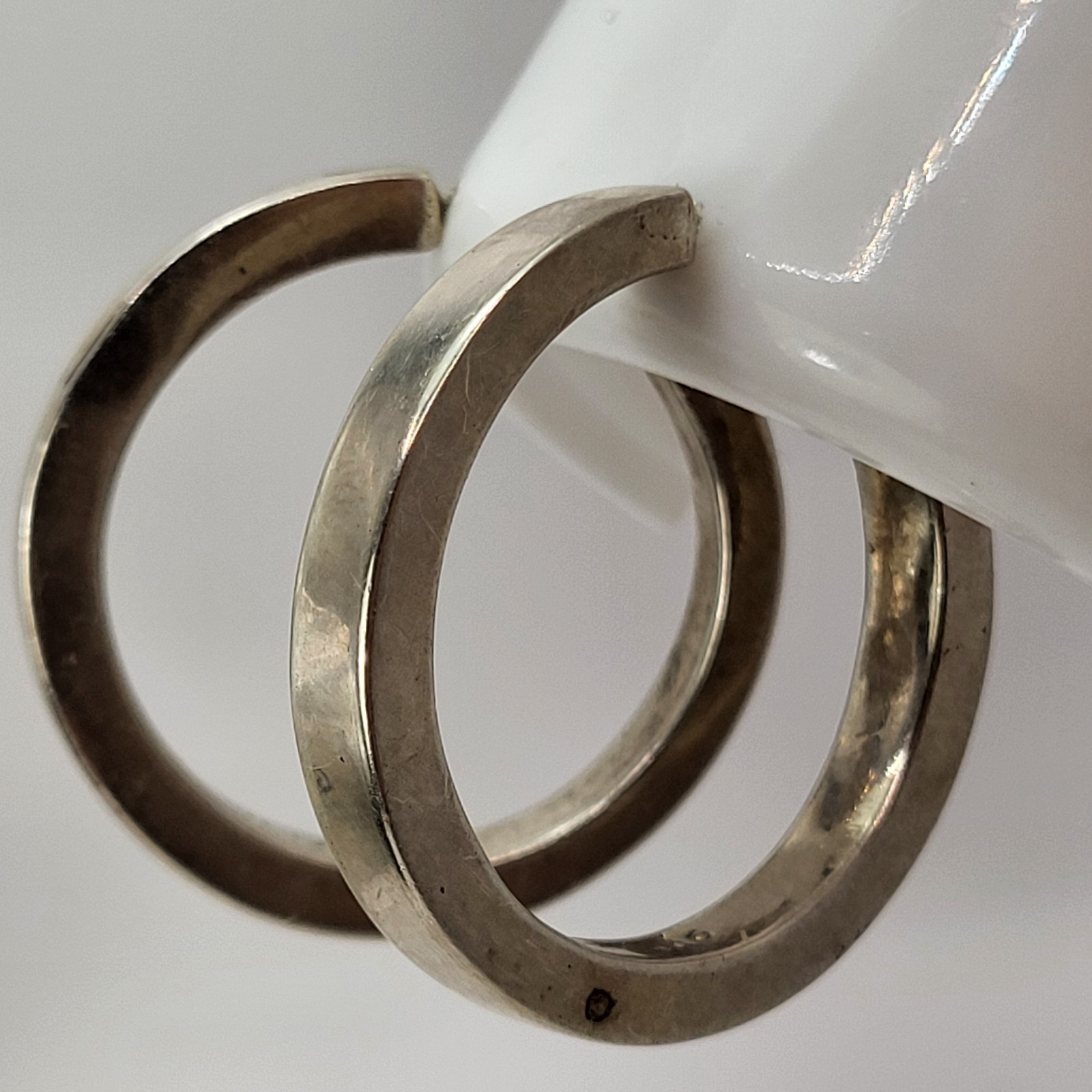 Vintage Taxco Mexico Large Hoop Earrings 925 Sterling Silver Heavy 22.4 Grams