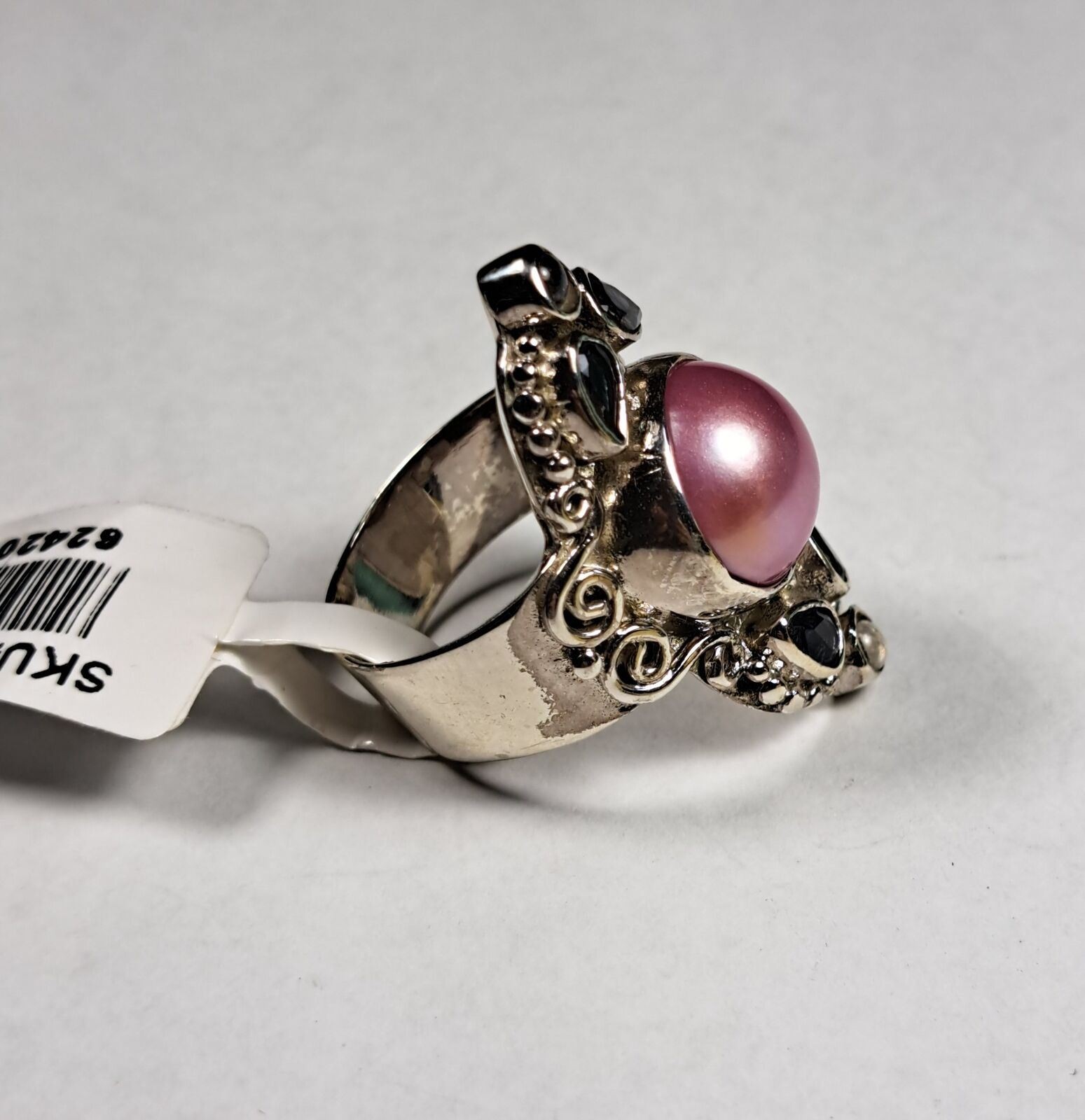 SAJEN Sterling Silver Pink Mabe Pearl Iolite Moonstone Ring 7 8 10 11 NEW