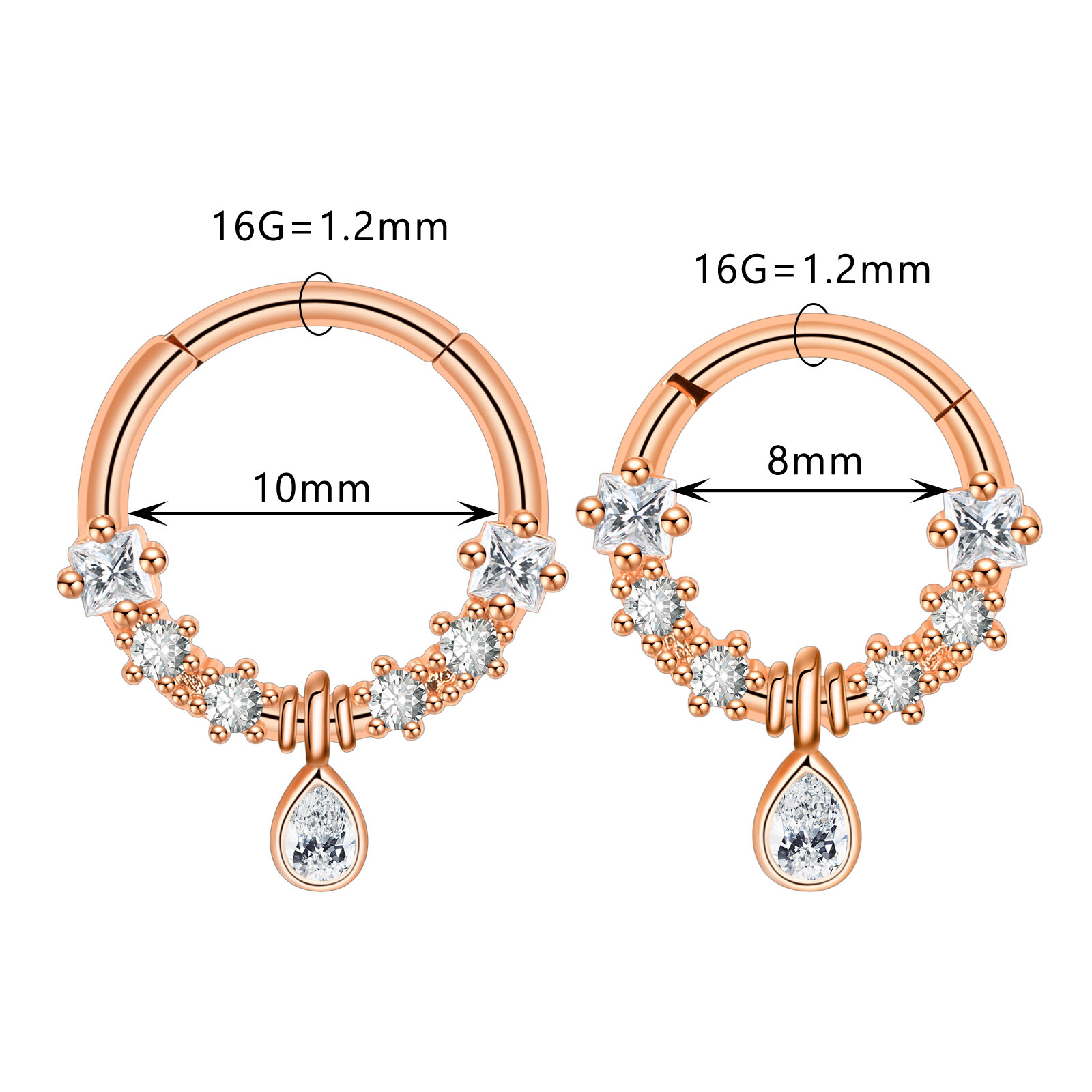 1PC Steel Hinged Septum Clicker Planet Moon Dangle Segment Nose Hoop Rings 16G