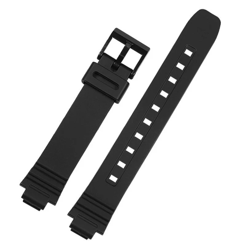 Rubber Resin Watch Strap for Ca.sio LA20WH-1B 14x10mm Black Convex Slim Band New