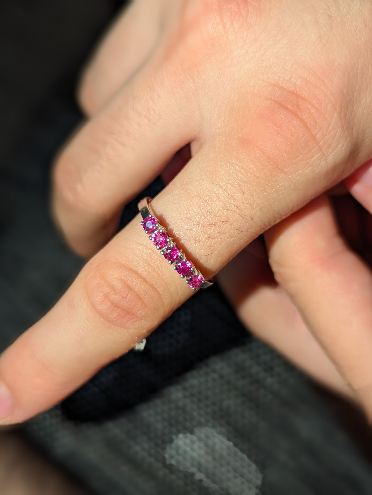 14k white gold. Real Gold. With Real Ruby Over 0.30 Crt Size 54-56