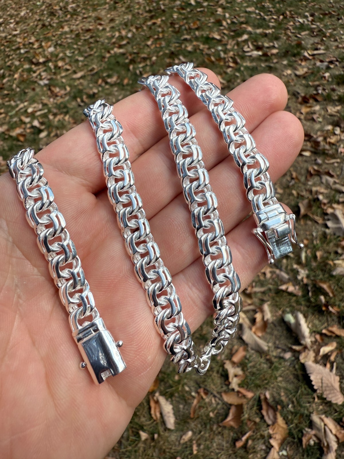 Real 925 Sterling Silver Handmade 9mm Cuban-Byzantine Chainmaille Chain Necklace