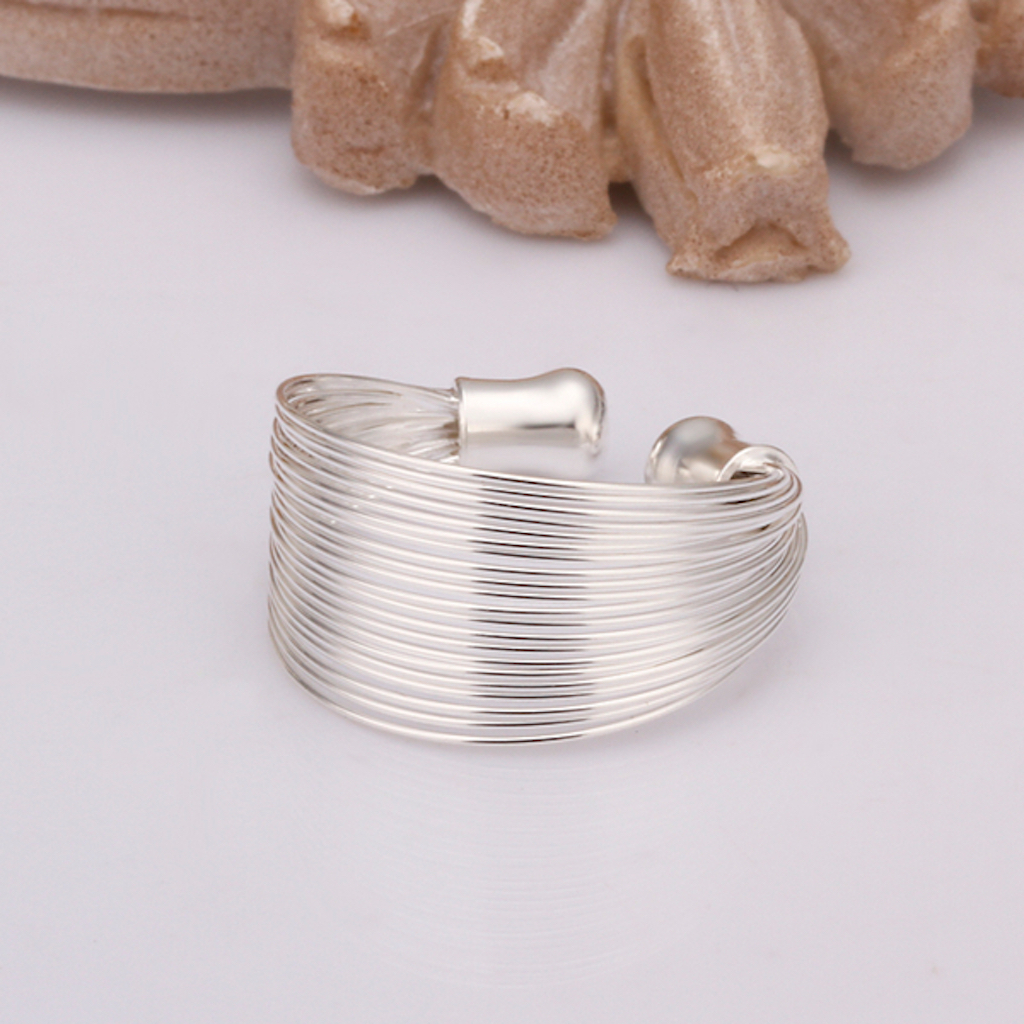 925 Sterling Silver Stone Plain Bangle Band Ring Size 8 B146