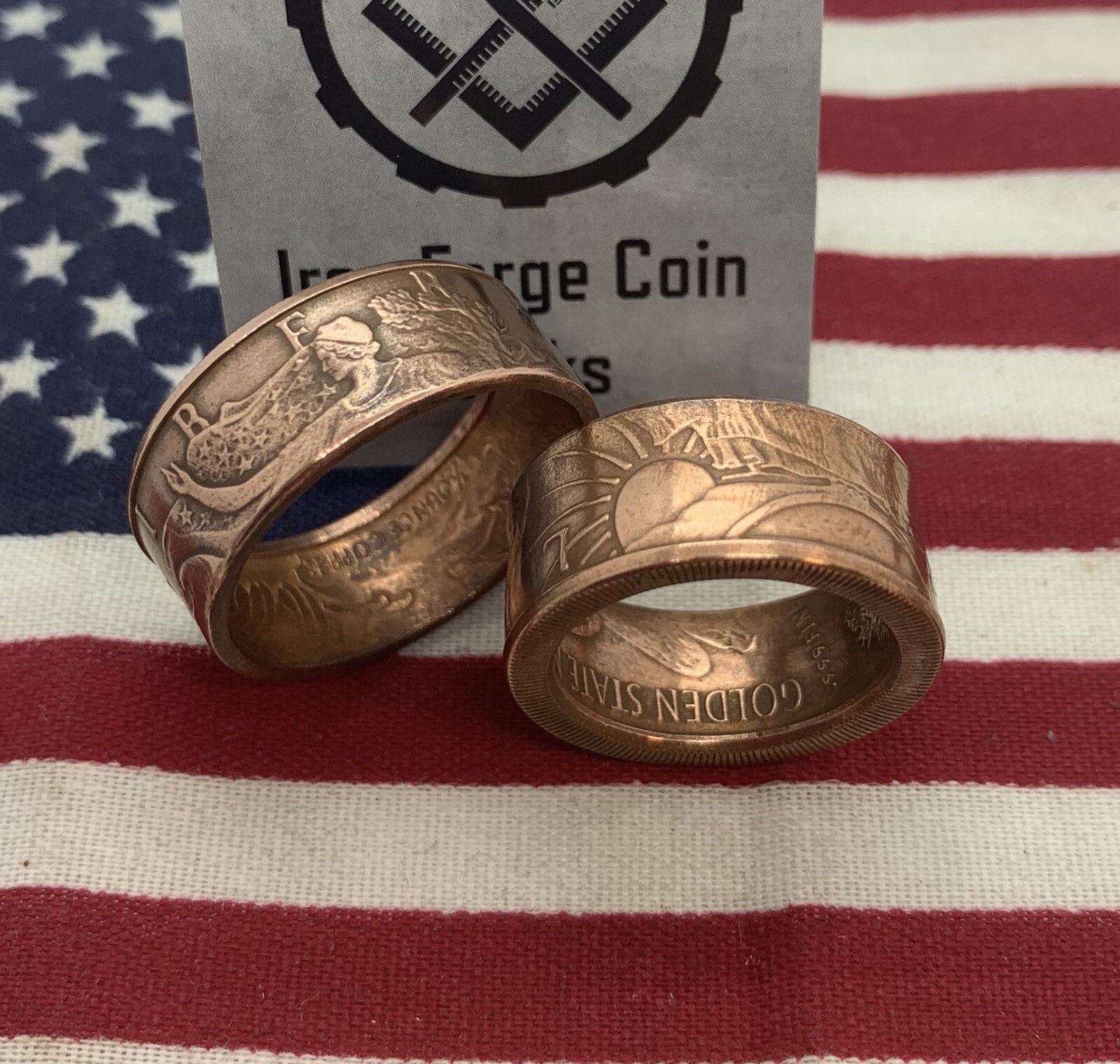 1/2 Oz Copper Walking Liberty Coin Ring. Half Ounce