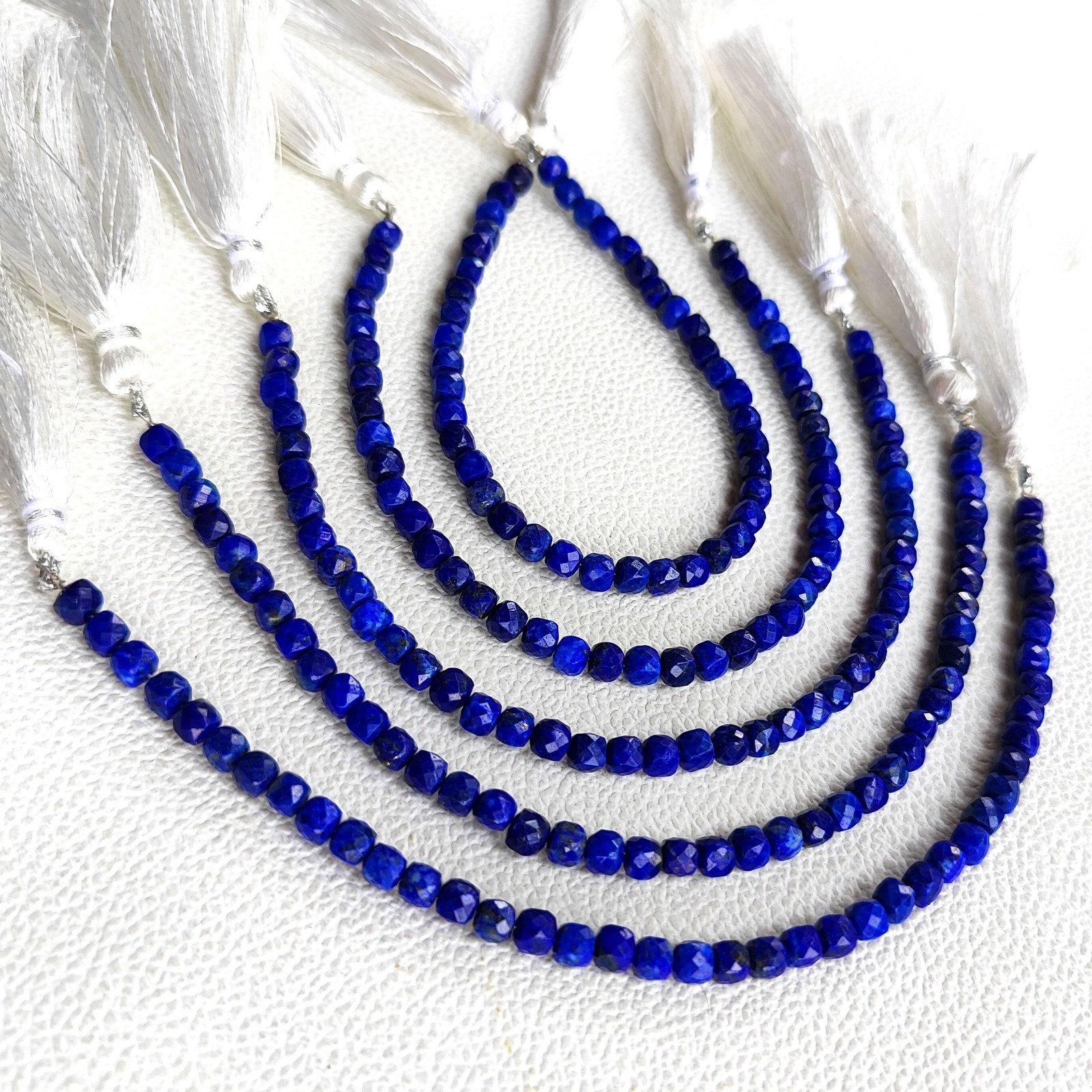 Natural Lapis Lazuli 5mm Faceted Cube Beads 7″ Strand Afghanistan Blue Gemstone