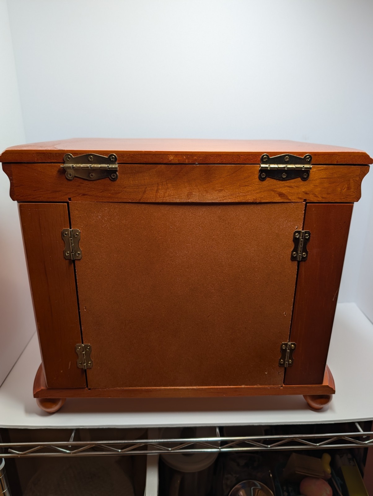 Vintage Solid Wood Jewelry Cabinet – Table Top Armoire 15.5”x13”x8.25” Nice!
