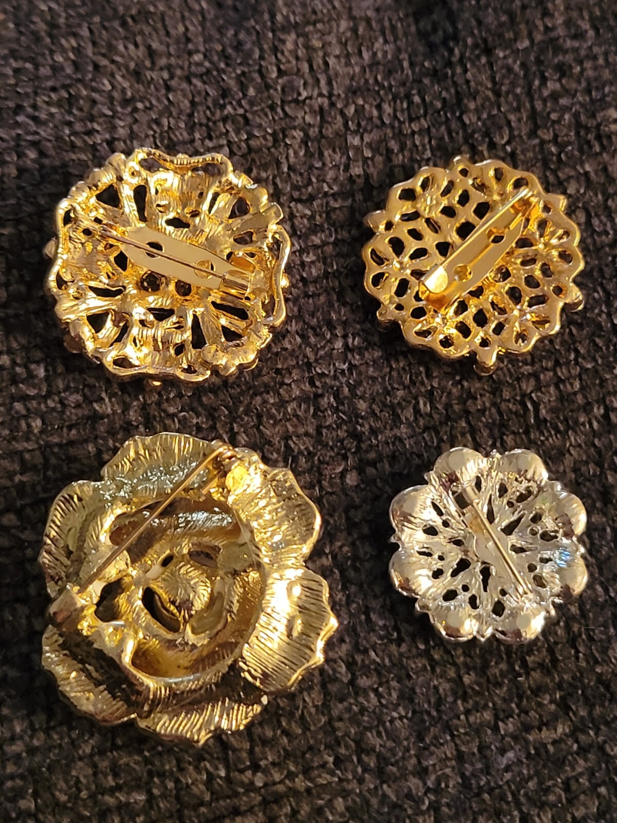 Rhinestone All Occasion Flower Floral Bouquet Brooch Pin Jewelry Lot CA USA E97