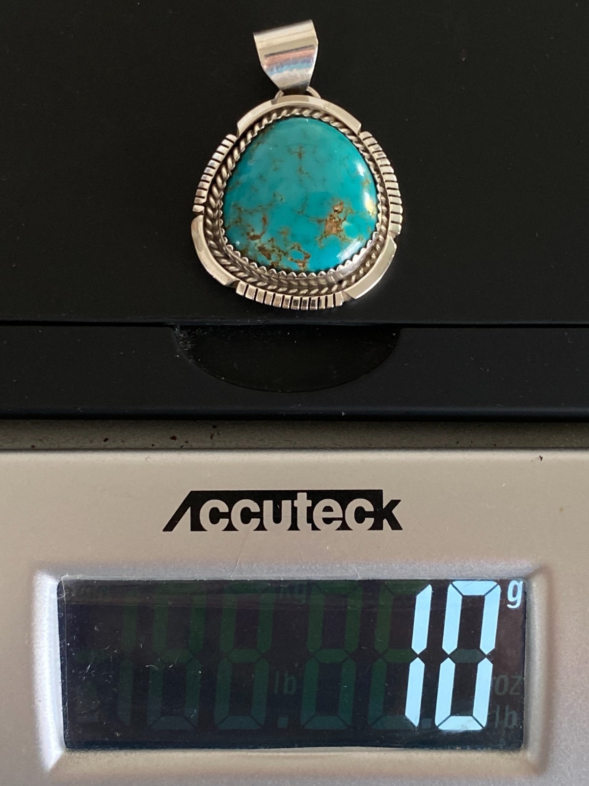 Old Pawn Turquoise Pendant Sterling Silver Vintage Southwestern Royston Cabochon