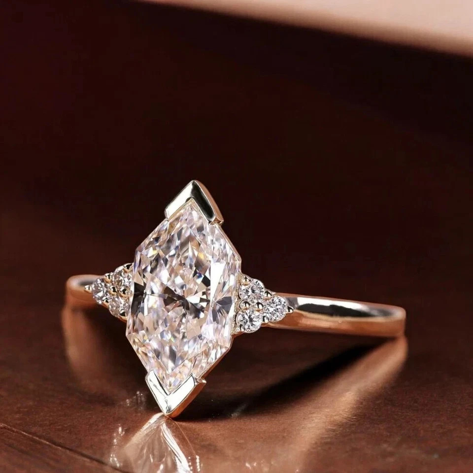 IGI 2 CT Marquise VVS1 Lab Grown Diamond Women Promise Gift Ring 14k Yellow Gold