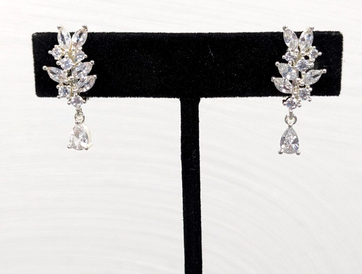 TJG The Jewelry Group for Napier Silvertone Marquise Crystal Earrings Bridal