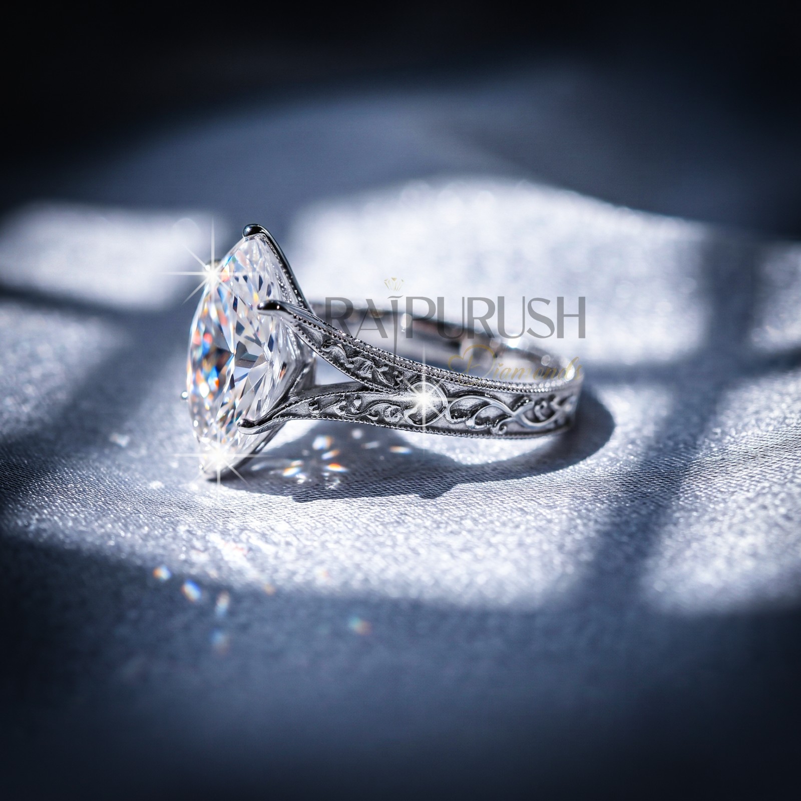Marquise Cut Moissanite Art Deco Engagement Ring 925 Sterling Silver Bridal Band