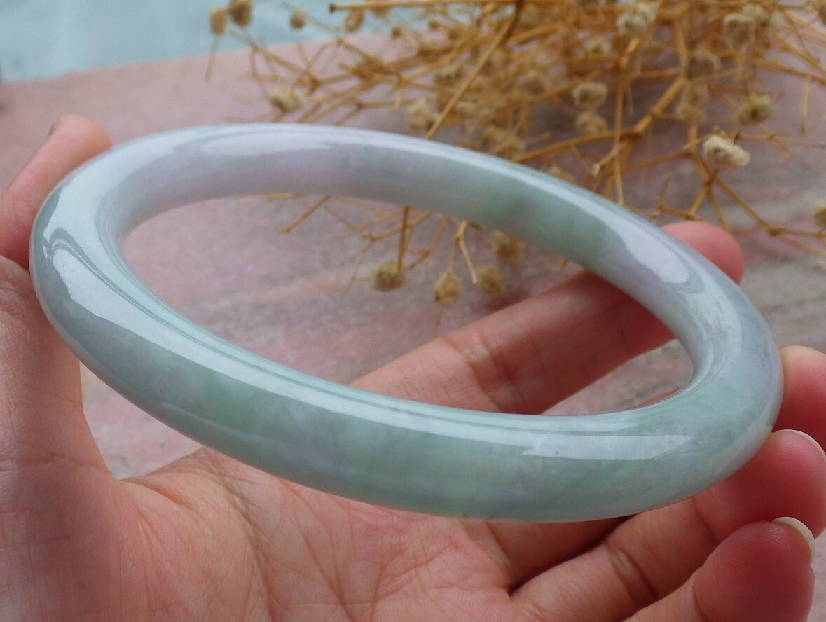 Video Certified Green 100% A JADE Jadeite Circle Bangle Bracelet 69mm 684861 AS