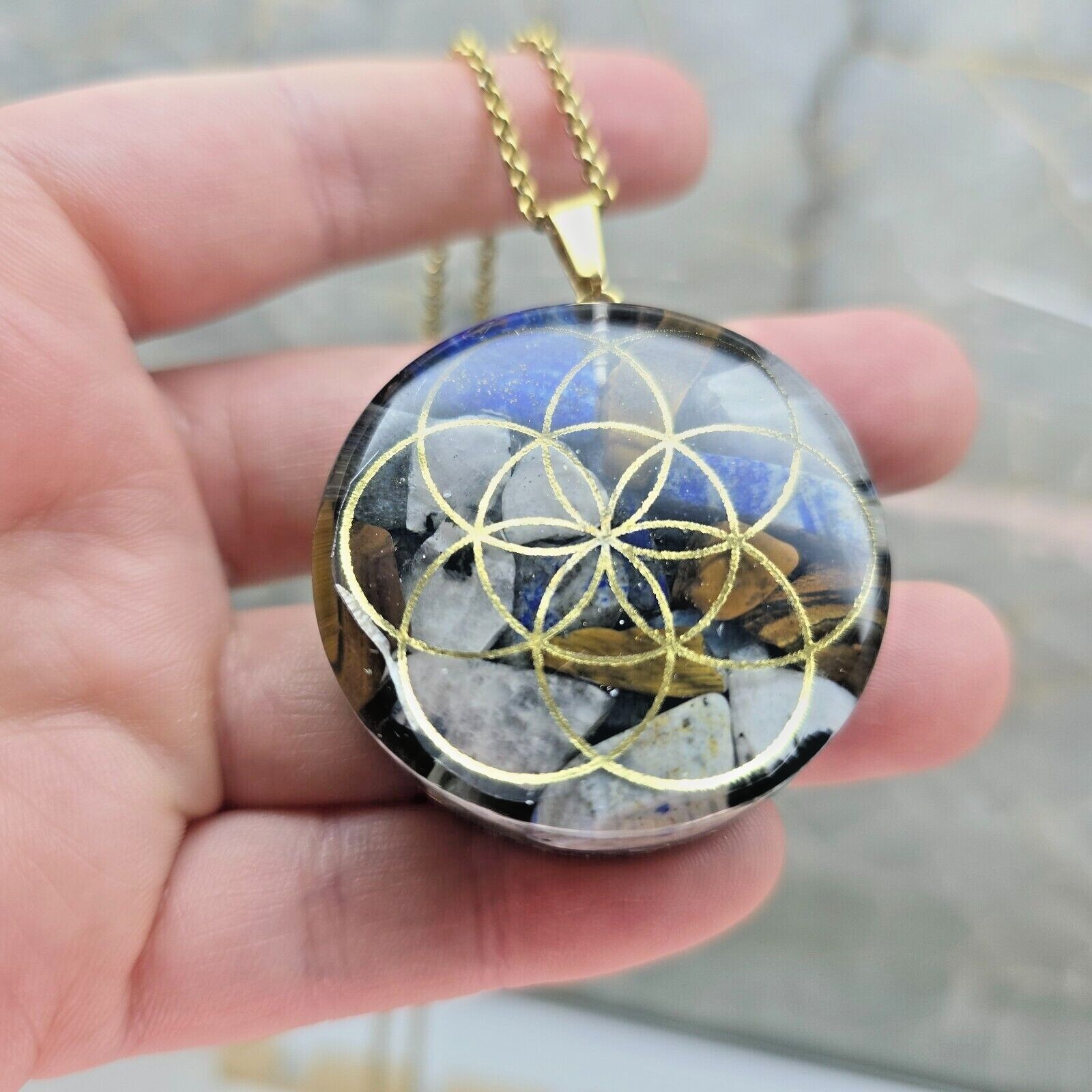 Sacred Seed of Life. Custom Orgone choose +50 crystals. Creation Manifestation