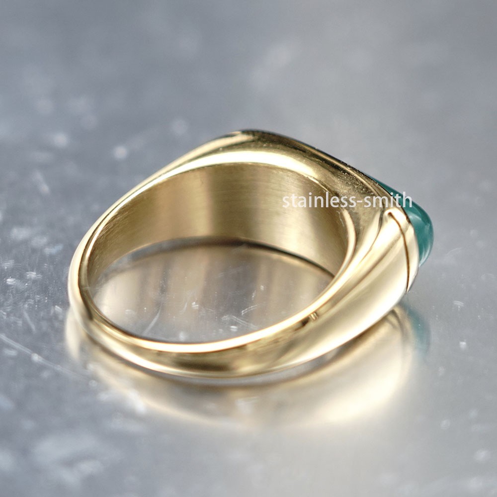 JXC 10k Mens Womens Gold Jade Jadeite Ring For Men Women Size 6 7 9 10 11 12 15