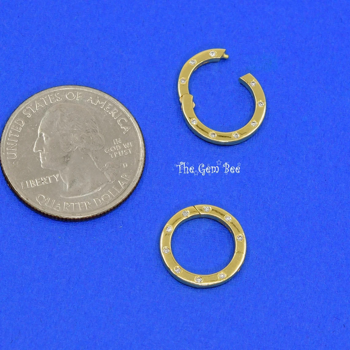 14.2mm 11.8mm 14K Yellow Gold Diamond Circle Charm Holder Snap Locker Pendant