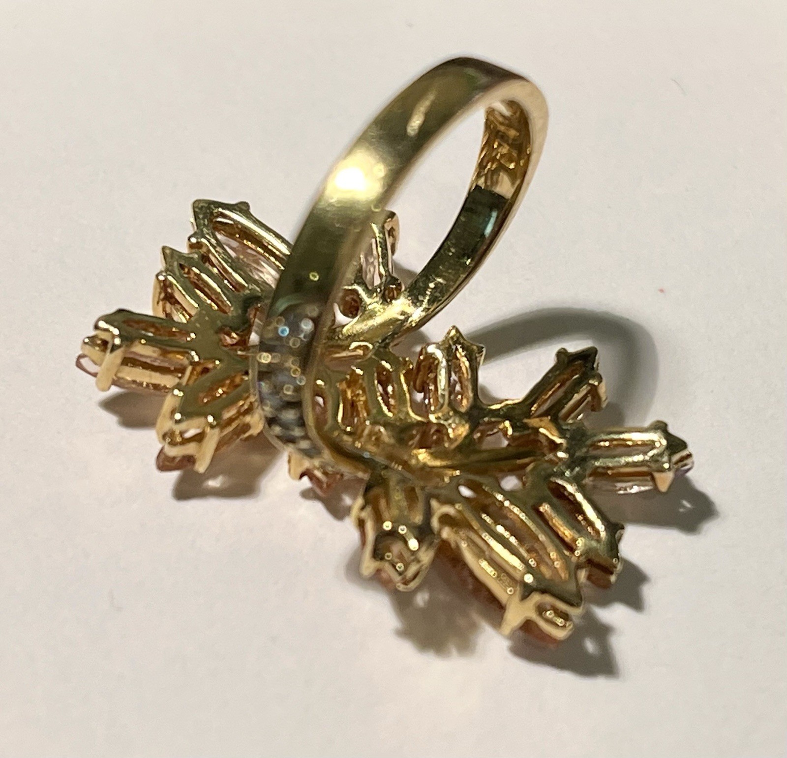 18k Gold Imperial Topaz & Diamond Ring 5.61gr Vintage Estate Sizable Statement!